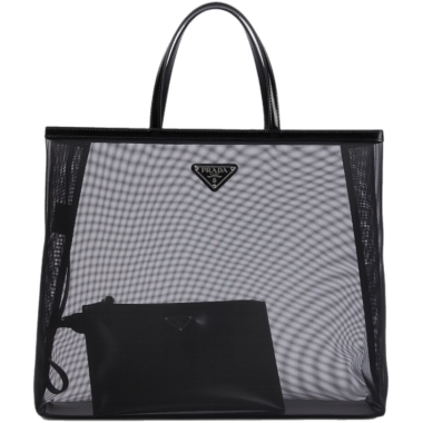 Prada Large Tote Bag in Mesh & Leather