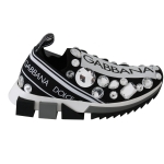 Dolce & Gabbana Chic Monochrome Crystal Studded Sneakers