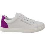 Dolce & Gabbana Chic White Leather Sneakers with Purple Accents