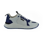 Versace Elegant Blue and White Leather Sneakers
