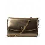 Dolce & Gabbana Elegant Metallic Gold Leather Crossbody Purse