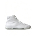 Dolce & Gabbana Elegant White Leather High Top Sneakers