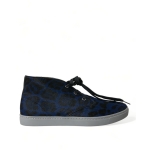 Dolce & Gabbana Chic Blue Leopard Print Mid-Top Sneakers