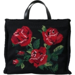 Dolce & Gabbana Chic Embroidered Floral Black Tote
