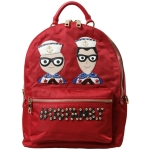 Dolce & Gabbana Embellished Red Backpack with Gold Detailing