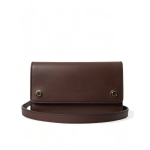 Dolce & Gabbana Chic Brown Leather Shoulder Bag with Gold Detailing