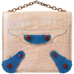Balenciaga Elegant Mini Chain Beige Clutch for Evening Elegance