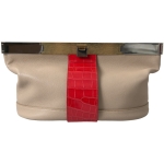 Balenciaga Two Tone Exotic Leather Clutch