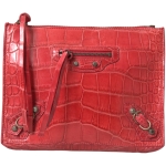Balenciaga Exotic Red Alligator Leather Clutch