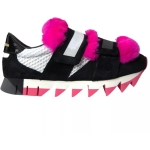 Dolce & Gabbana Black Pink Neoprene Stretch Shark Sneakers Shoes