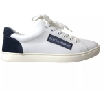 Dolce & Gabbana White Black Leather Low Top Sneakers Portofino Shoes