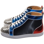 Christian Louboutin Louis Spikes Orlato Flat Multi Coloured Leather High Top Sneakers