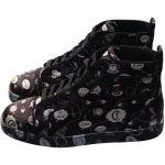 Christian Louboutin Louis Orlato Flat Crepe Satin Weapons Print High Top Sneakers