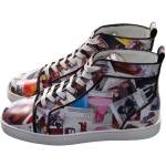 Christian Louboutin Louis Orlato Flat Leather Printed High Top Sneakers