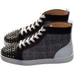 Christian Louboutin Lou Spikes Orlato Flat Contrast and Studded High Top Sneakers