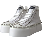 Dolce & Gabbana White Canvas Studded Sneakers Boots Shoes