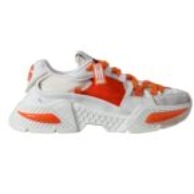 Dolce & Gabbana White Orange Airmaster Low Top Sneakers Shoes