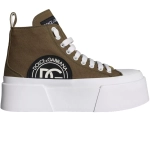 Dolce & Gabbana Army Green Canvas Logo Sneakers Boots Shoes