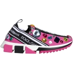 Dolce & Gabbana Pink Sorrento Crystals Low Top Sneakers Shoes