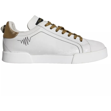 Dolce & Gabbana White Leather Portofino Low Top Sneakers Shoes