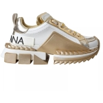 Dolce & Gabbana White Gold Super Queen Low Top Sneakers Shoes