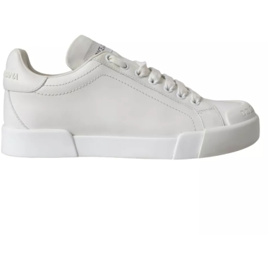 Dolce & Gabbana White Calfskin Leather Miami Low Top Sneakers Shoes