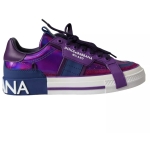 Dolce & Gabbana Purple Leather Low Top Sneakers Men Shoes