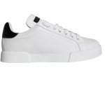 Dolce & Gabbana White Black Leather Low Top Sneakers Shoes