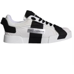 Dolce & Gabbana White Black Leather Low Top Women Sneaker Shoes