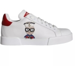 Dolce & Gabbana White Patch Calfskin Nappa Portofino Sneakers Shoes
