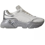 Dolce & Gabbana White Silver Daymaster Low Top Sneakers Shoes