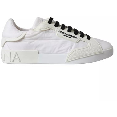 Dolce & Gabbana White Portofino Logo Low Top Trainers Sneakers Shoes