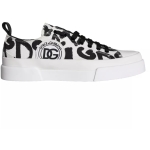 Dolce & Gabbana Black White Canvas Low Top Sneakers Men Shoes