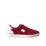 Dolce & Gabbana Elegant Red & White Leather Sneakers
