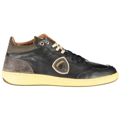 Blauer Sleek Black Lace-Up Sneakers with Contrast Details
