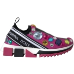 Dolce & Gabbana Pink Sorrento Crystals Sneakers Shoes