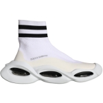 Dolce & Gabbana White Black Slip On Wave Socks Sneakers Shoes
