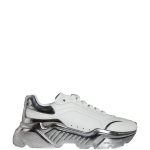 Dolce & Gabbana White Silver Daymaster Leather Sneakers Shoes
