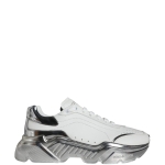 Dolce & Gabbana White Silver Daymaster Leather Sneakers Shoes
