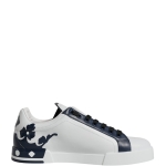 Dolce & Gabbana White Blue Leather Crown Milano Sneakers Shoes