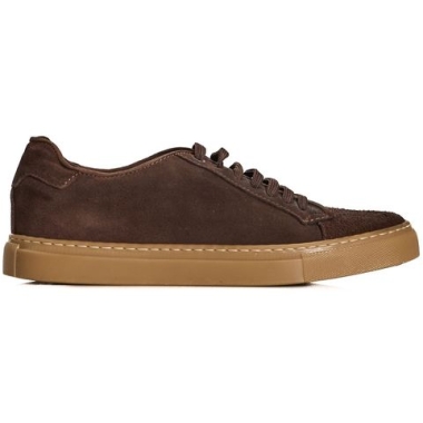 Roberto Pepe Luxury Brown Calfskin Men Sneaker