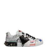 Dolce & Gabbana White Heart Studded Low Top Sneakers Shoes
