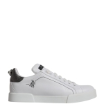 Dolce & Gabbana White Silver Leather Low Top Men Sneakers Shoes