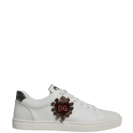 Dolce & Gabbana White Leather Heart Low Top Men Sneakers Shoes