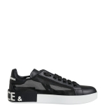 Dolce & Gabbana Black Calf Leather Portofino Sneakers Shoes