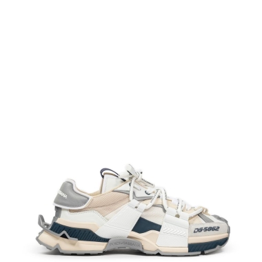 Dolce & Gabbana Beige Leather E Fabric Sneaker