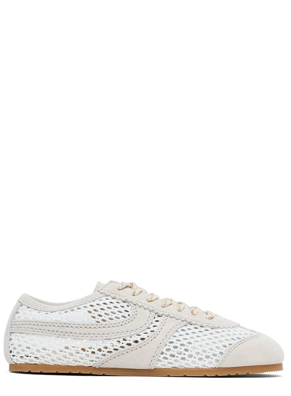 Dries Van Noten White & Beige Suede Sneakers