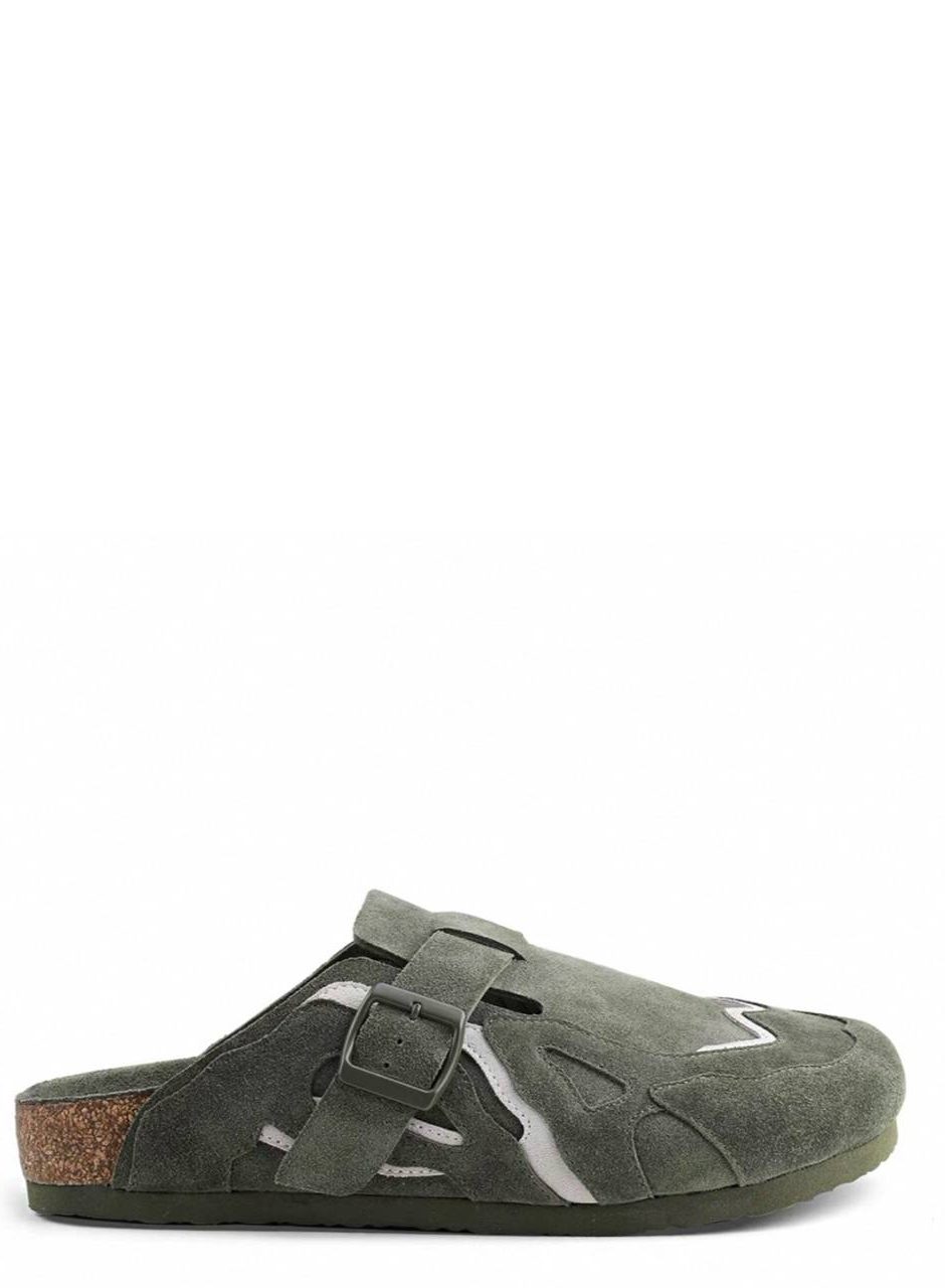 Forest leather mules
