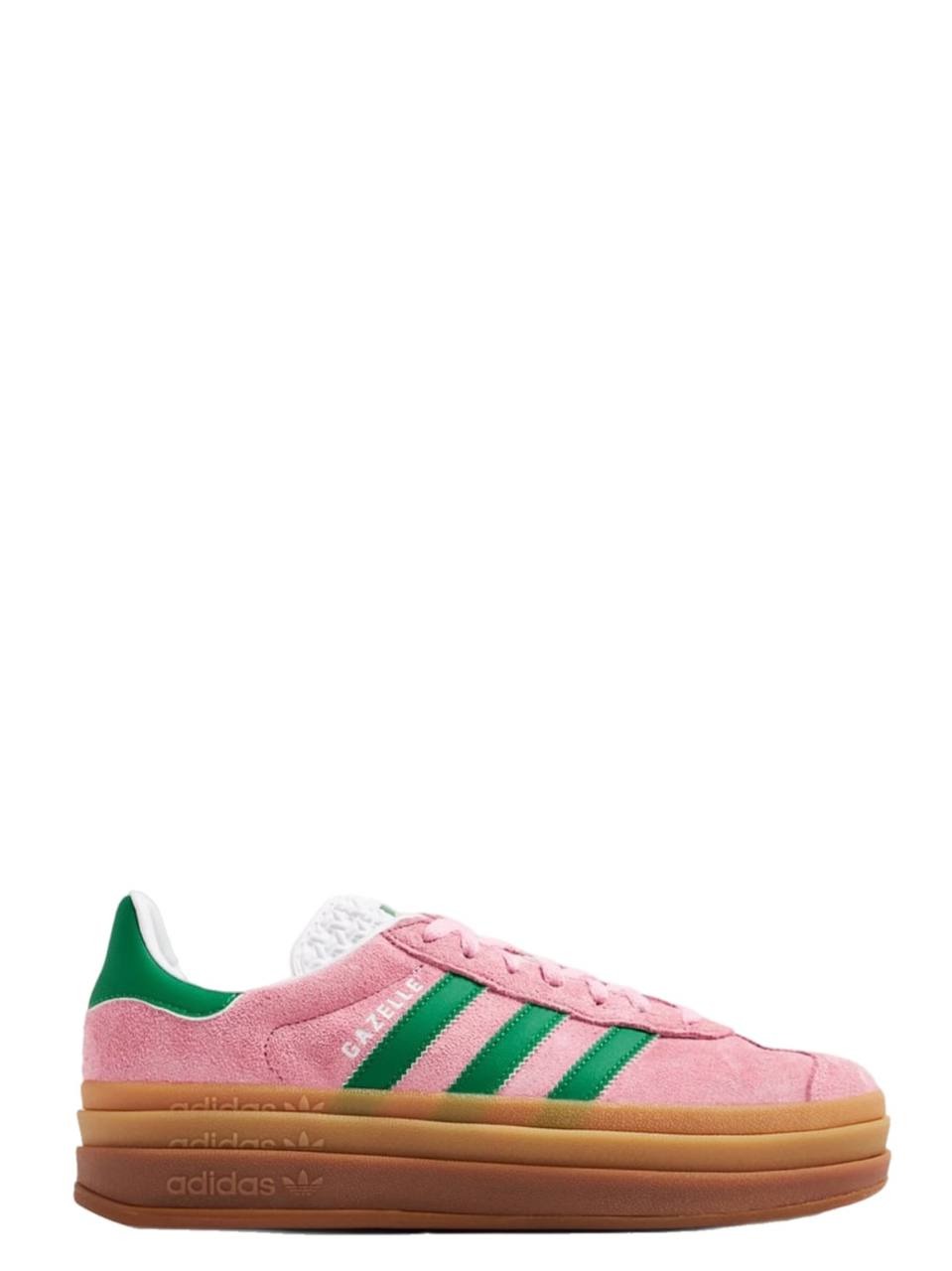 Adidas Originals Gazelle Bold trainers in pastel pink and green