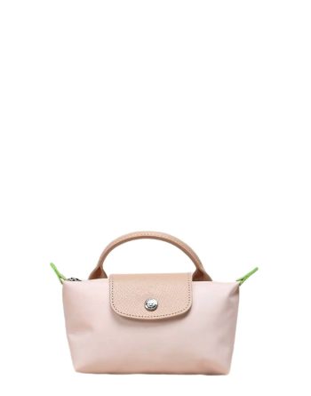 Le Pliage Green Pouch with handle Cherry Blossom Pink